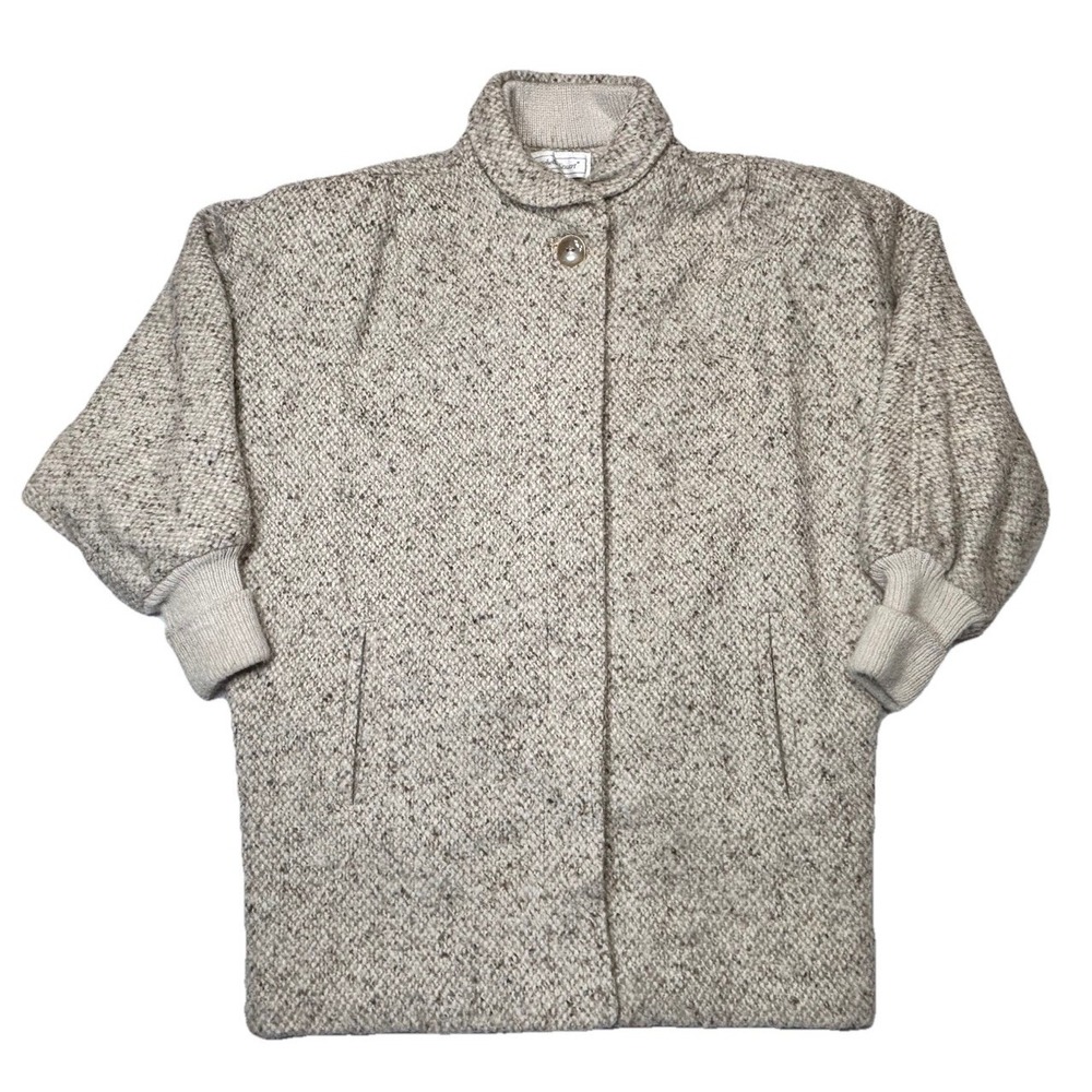 Vintage Michelle Stuart Wool Tweed Jacket Made USA Balloon Sleeve Coat 1X 2X